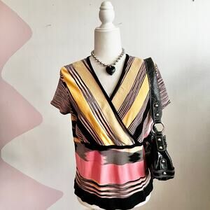 Vintage‎ Striped Babydoll Top Y2K 2000s Retro Cottagecore XL